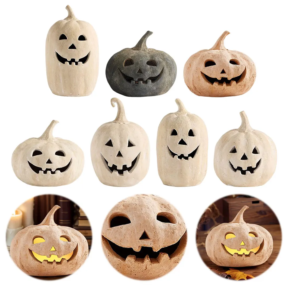 Handgefertigte Jack-O-Lantern Halloween Herbstdekorationen Twinkle Starry LED Nachtlicht Kürbis Lampe Ornament Home Room Decoratio Image