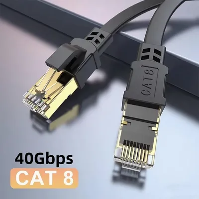 CAT 8 Ethernet Cable 40Gbps 2000MHz CAT8 RJ45 Network Lan Patch Cord Flat 10m 15m 20m 30m 50 ft 100feet for Modem Router PS 5/4