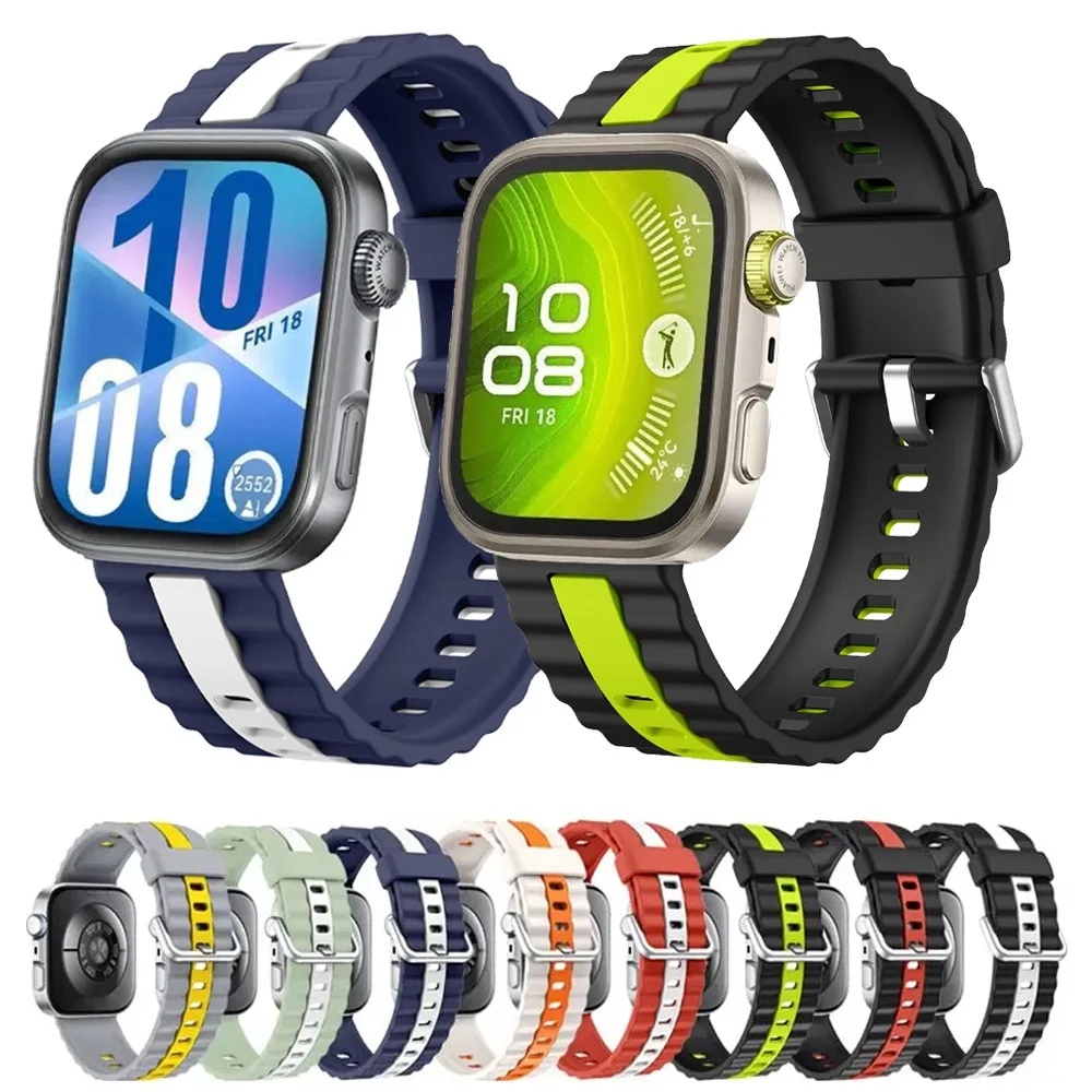 Silikonarmband für Huawei Watch Fit 4/4 Pro, zweifarbiges, atmungsaktives Band, austauschbar für Huawei Watch Fit 4/3 Zubehör-Armband Image