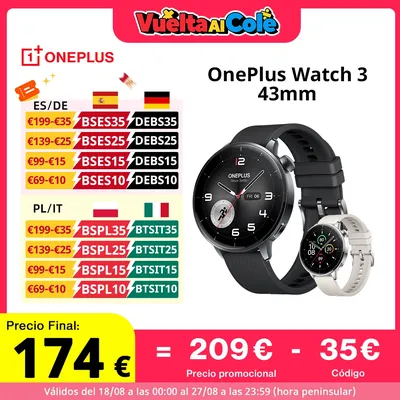 Globale Version OnePlus Watch 3 43 mm Smartwatch 1,32 Zoll AMOLED-Display Bis zu 60 Stunden Akkulaufzeit Wear OS by Google GPS NFC