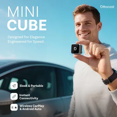 2025 Ottocast Mini CUBE Wireless CarPlay Android Auto Adapter for iPhone Android Phone Smallest 2 IN 1 USB Dongle Fast Connect
