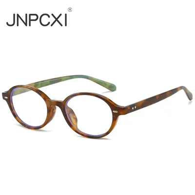 JNPCXI New Oval Glasses Frame Women Vintage Female Driving Eyewear Optical Anti-Blue Light Eyeglasses Frames Simple Frames