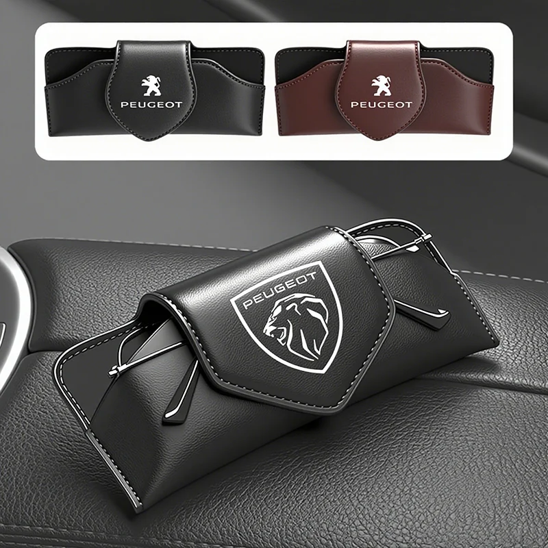 Boîte de rangement de lunettes de voiture Peugeot, sac d