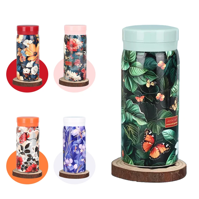 LENO 200 ml bedruckte Thermosflasche, isolierte, auslaufsichere Wasserflasche, tragbarer doppelter Thermobecher aus Edelstahl Image