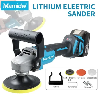 Mamidw 6 Gänge Akku-Autopolierer 125 mm elektrischer Polierer Auto Auto Wachsen Poliermaschine für Makita 18 V Batteriestifte