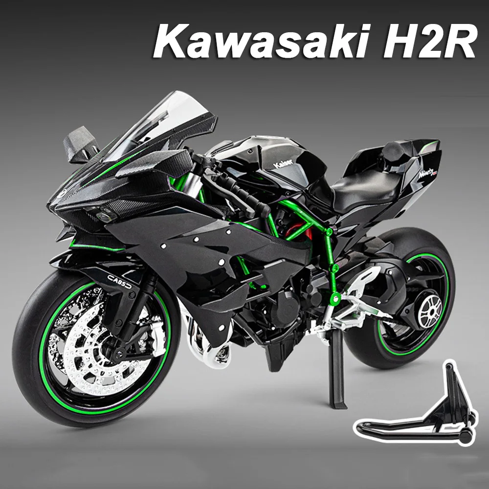 1:9 Kawasaki H2R 1000RR Legierung Motorrad Diecast Modelle Auto Spielzeug Vorderrad Lenkung Sound Licht Motorrad Jungen Geburtstag Geschenke Image