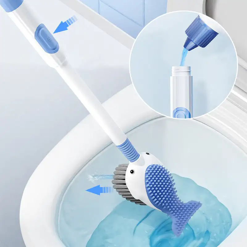 1PC Spray Whale Flüssige Toilettenbürste Kein totem Winkel und Basis Saugnapf Silikon Reinigungsset Toilettenbürste Image