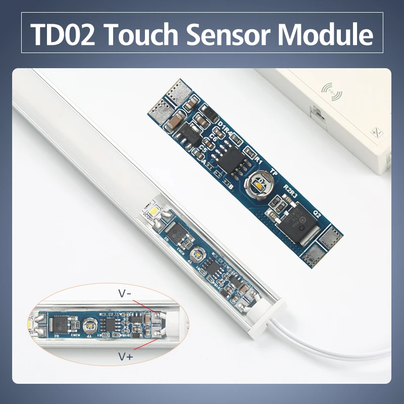 LED-Licht 8A Hochleistungs-Touch-Schalter DC12V 24V dimmbarer Touch-Schalter für Aluminiumprofil LED-Licht mit integriertem Touch-Sensor