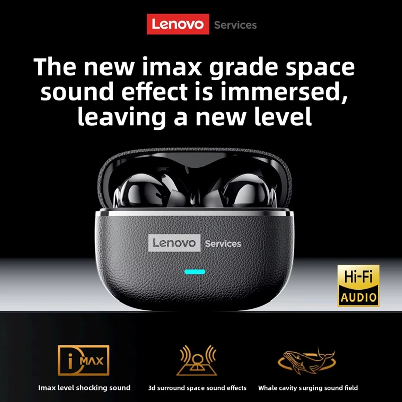 Lenovo LE208 TWS Auricolari wireless in pelle Bluetooth 6.0 Cuffie stereo ENC con cancellazione del rumore Cuffie da gioco a bassa latenza da 38 ms