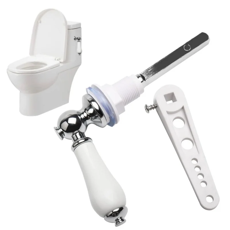 Ersatz für WC-Spülgriffe, Gold, viktorianischer weißer WC-Spülhebel, Spülgriff, Ersatz für WC-Tank-Spülhebel