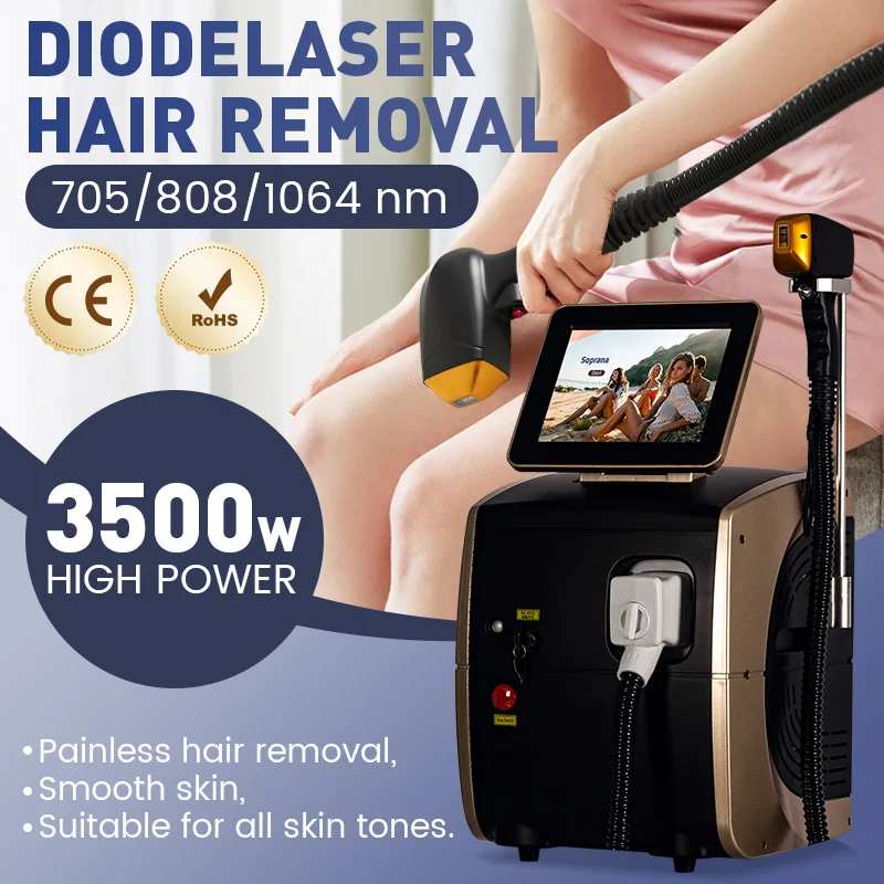 Neues 808-nm-Diodenlaser-Haarentfernungssystem 3000 W, drei Wellenlängen, Ice Platinum-Technologie für effektive Ergebnisse Image