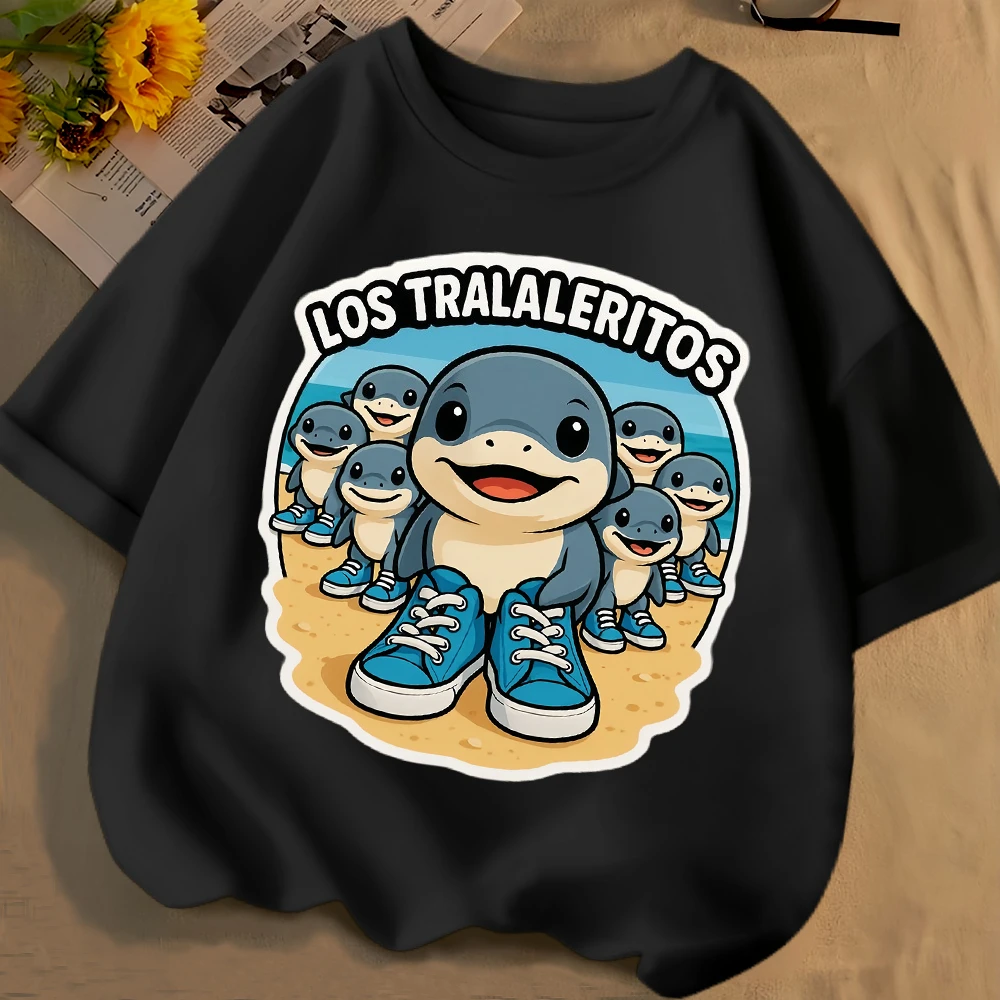 Los Tralaleritos Lustiges Tralalero Tralala Meme T-Shirt Jungen und Mädchen Kurzarm Kinder T-Shirts Sommerkleidung Baby T-Shirt Image