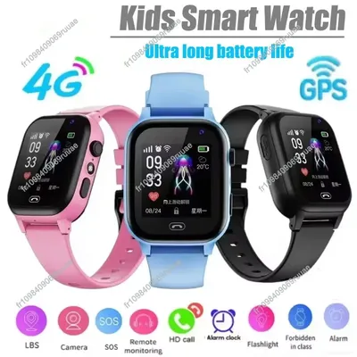 Kinder 4G Smart Watch SOS GPS Standort Videoanruf Sim Karte SmartWatch Kamera mit Licht Touchscreen Wasserdichte Uhr für Kinder