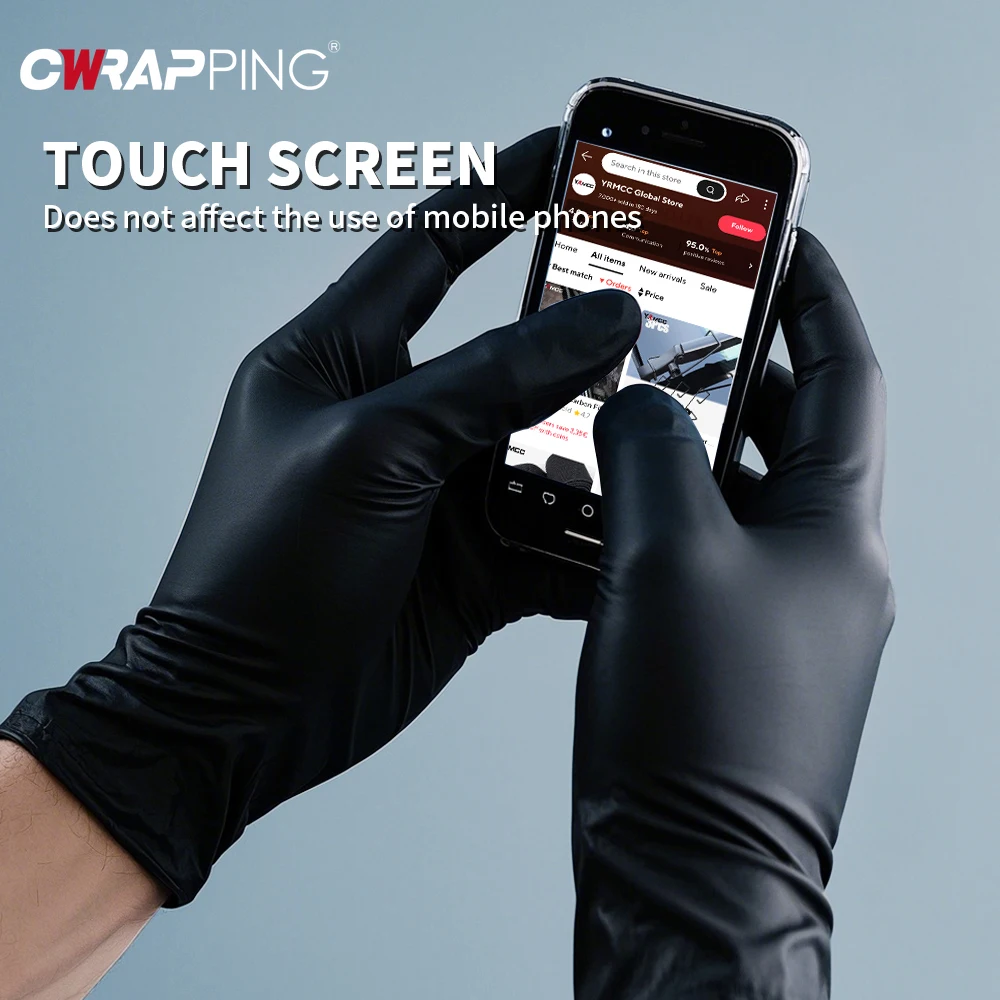 PVC-Reinigungshandschuhe für industrielle Mechaniker, Tätowierungen, 100 Stück, schwarzes Nitril, Einweghandschuhe, Autoreparatur, Lebensmittelverarbeitung, Haarfärben