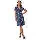 Roman Womens Petite Floral Twist Detail Stretch Dress - Blue - Size 18 UK | Roman Sale | Discount Designer Brands