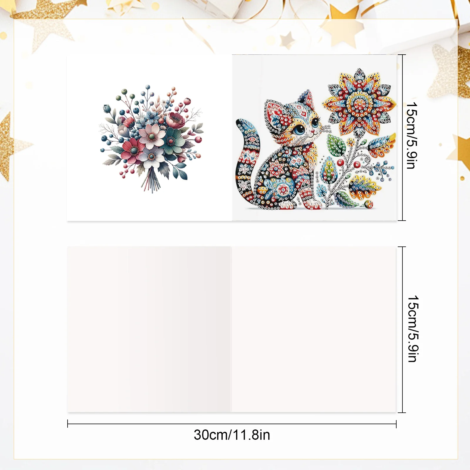 6Pcs Diamond Painting Greeting Cards Kit,DIY Colorful Cats Handmade Festival Greeting Diamond Art Birthday Creative Cards