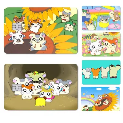 Hamtaro Cartoon Hamster Anime Cartoon Bear Skin Sticker Film Tape Case For Big Credit Debit Card Front Side