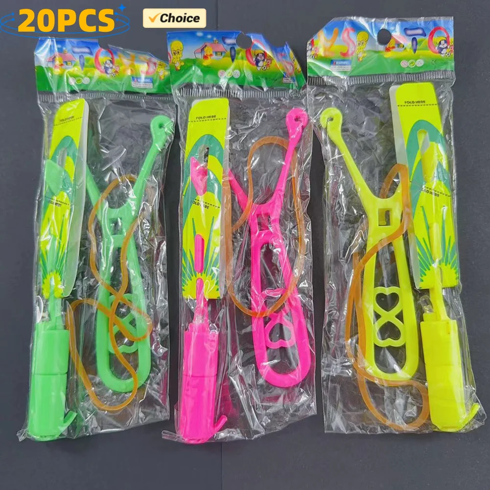10/20PCS Slingshots Rocket Launcher LED Arrow Helicopters+Launchers Flying Toys Luminous Slingshot Toys for Kids Boys Girls
