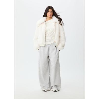 Stradivarius Faux fur jacket Ecru XS