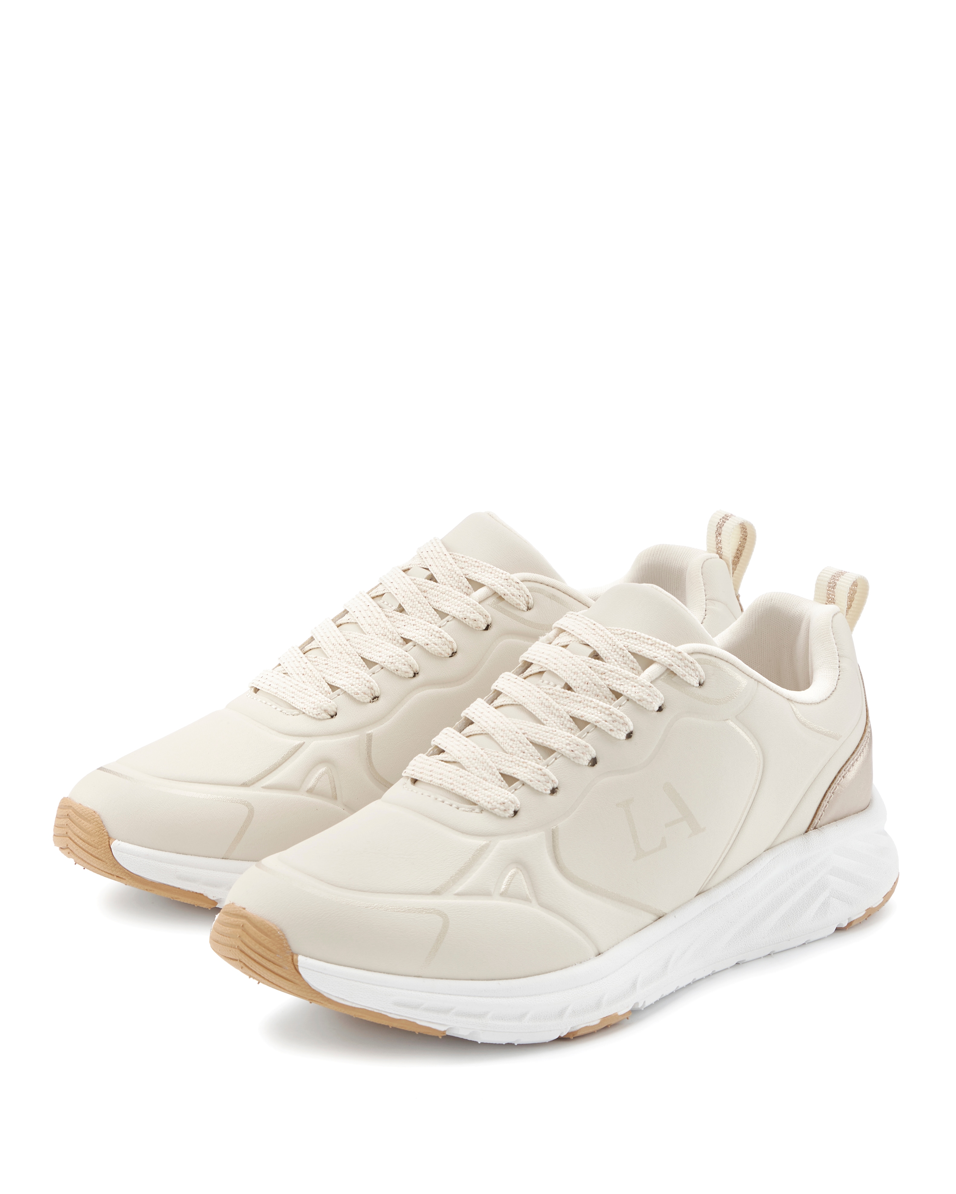 Sneaker LASCANA "Freizeitschuh, Schnürschuh", Damen, Gr. 37, gold (beige, goldfarben), Obermaterial: 100% Lederimitat. Futter: 100% Textilmaterial. Decksohle: 100% Textilmaterial. Laufsohle: 100% Synthetik, kontrastfarbene Details, unifarben,...