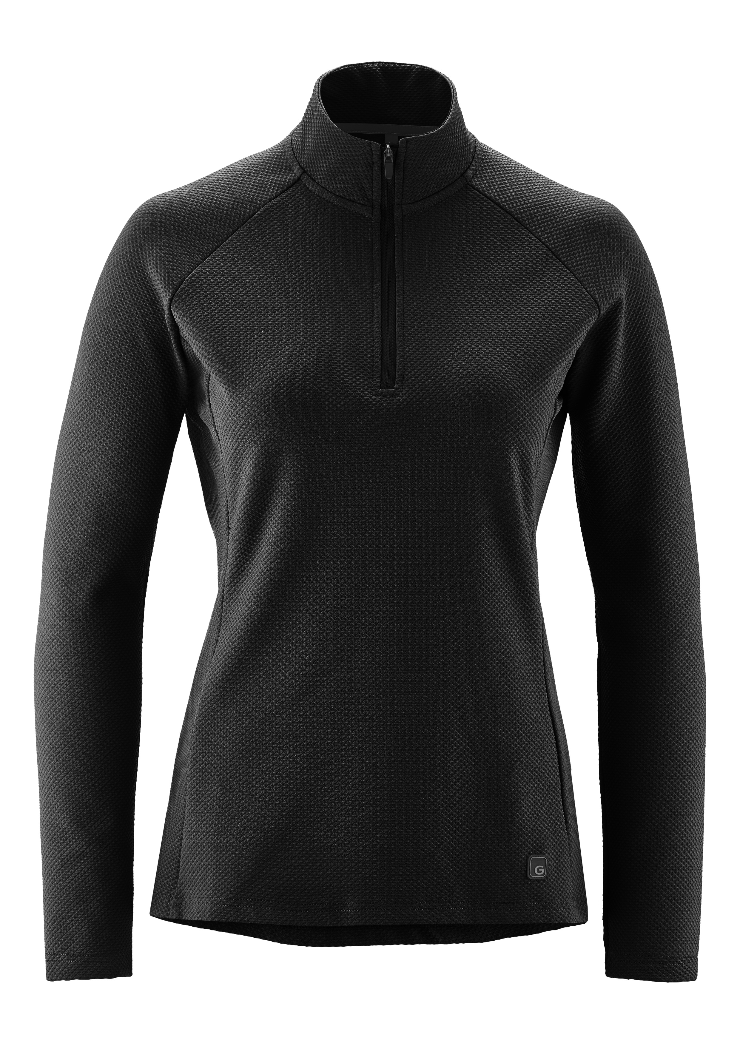 Radtrikot GONSO "Essential Jersey Longsleeve Therm W", Damen, Gr. 40, schwarz, 96% Polyester, 4% Elasthan, Rundhals, Trikots, Damen Radtrikot half-zip, langarm Trikot, Semi Fit Image
