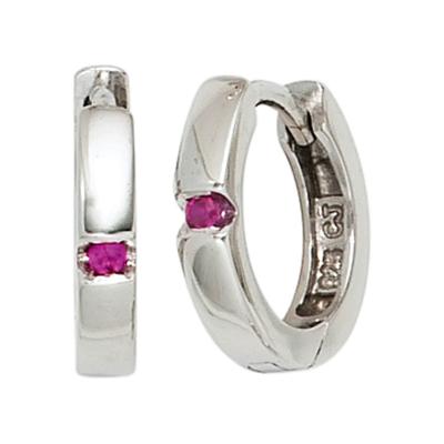 Paar Creolen JOBO, silber (silber 925), Ohrringe, Damen, Silber 925 (Sterlingsilber), rund 925 Silber mit Zirkonia Image