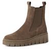 Chelseaboots TAMARIS, Damen, Gr. 38, grau (taupe), Veloursleder, modisch, Schuhe, Plateau, Stiefelette, Schlupfschuh mit T-Logoprägung
