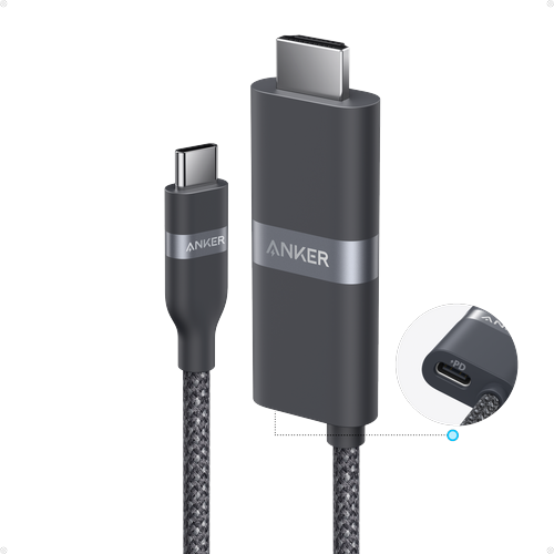Anker Nano USB-C to HDMI Cable with 140W Input Port (6 ft, 4K, Upcycled-Braided)