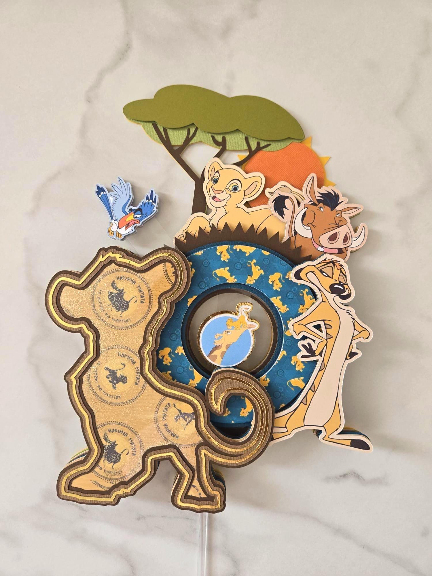 Decorazione per torta a tema Re Leone, decorazione per compleanno di Simba, festa a tema Re Leone, decorazione per compleanno a tema Safari nella giun