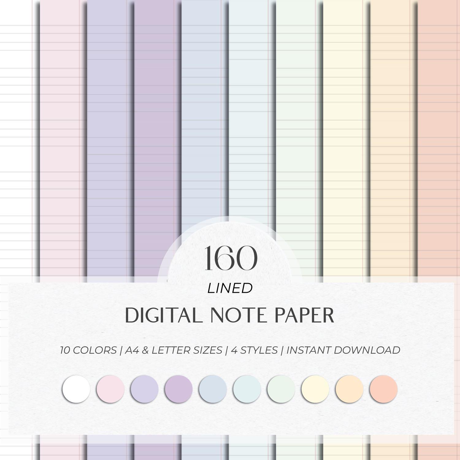 Pacchetto di carta digitale pastello, modelli di carta per appunti digitale per Goodnotes, modelli per college, carta a righe, modelli di planner digi