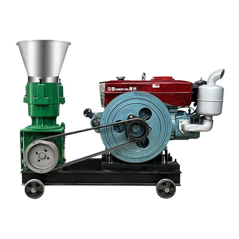 150–300 kg/h Diesel Tierfutter Pelletherstellungsmaschine Fisch Huhn Ente Vogelfutter Pellets Pelletherstellungsmaschine 8/10/15 PS Image