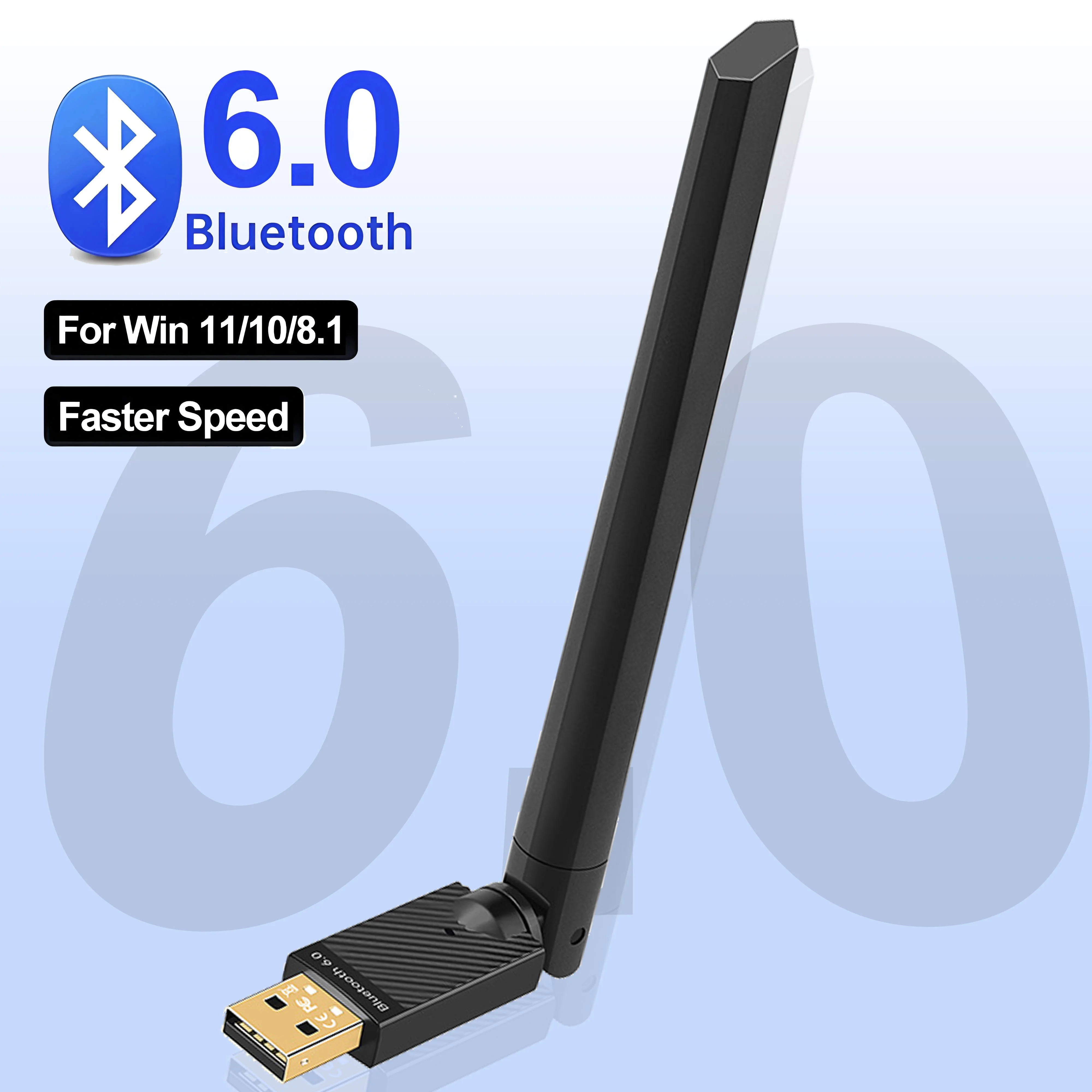 Dongle adattatore USB Bluetooth 6.0 5.4 per PC Mouse wireless Tastiera Ricevitore audio musicale Trasmettitore Drive-free per win 11/10/8