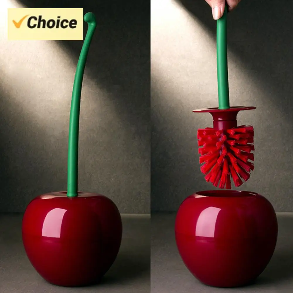 Toilettenreinigungsbürste mit langem Griff und Halter zur Entfernung von Flecken, kirschförmige Toilettenbürste, Badezimmerzubehör Image