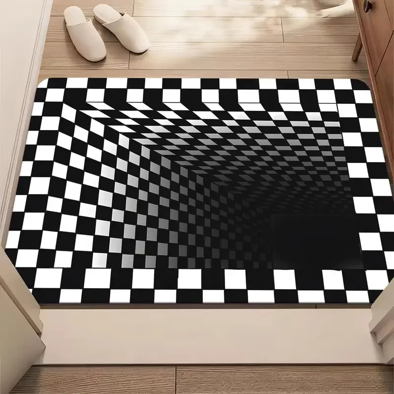3D Optical Illusion Endless Abyss Fußmatte, rutschfeste Fußmatte, maschinenwaschbar, für Badezimmer, Schlafzimmer, Camping, Yoga, langlebige Bodenmatte Image