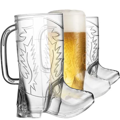 Wholesale 17 OZ Beer Mug Reusable Cowboy Boot Mug Cups for Cowboy Themed Party Supplies