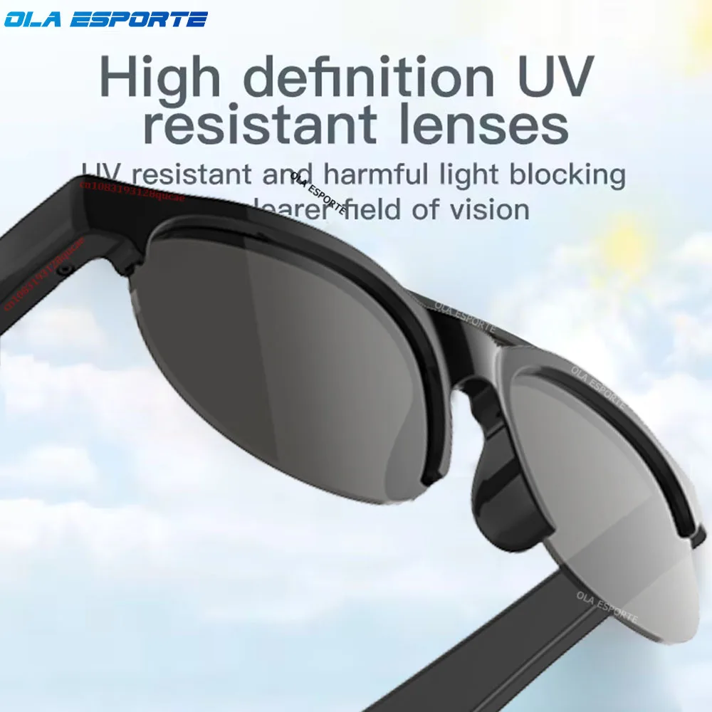 Intelligente Sonnenbrille, Bluetooth-Brille, V5.3, HiFi-Kopfhörer mit integriertem Mikrofon für Outdoor-Sportarten, Laufen, Anti-Touch-UV, für Männer und Frauen Image