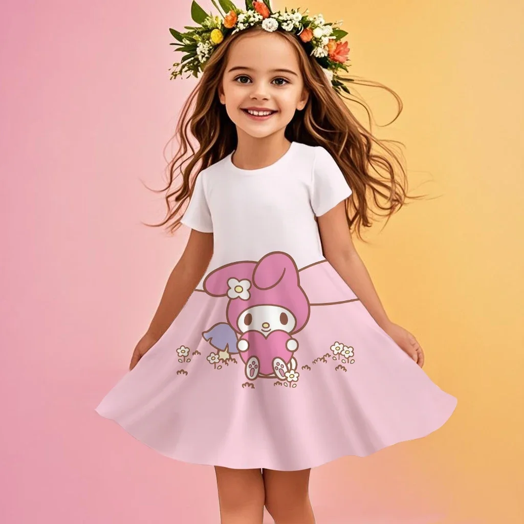Neue Sommer Mädchen Heiße Kleid My Melody Nette 3D Druck kinder Kleidung Nette Mode Prinzessin Cartoon Komfortable Geburtstag Geschenk Image
