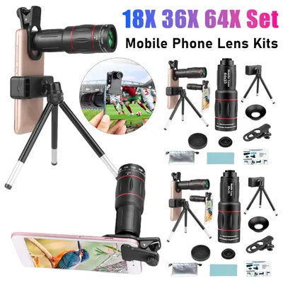 18X 36X 64X Telefon Kamera Objektiv Universal Smartphone Zoom Monokulare Teleskop Telefon Kamera Teleobjektiv für IPhone für Samsung ﻿