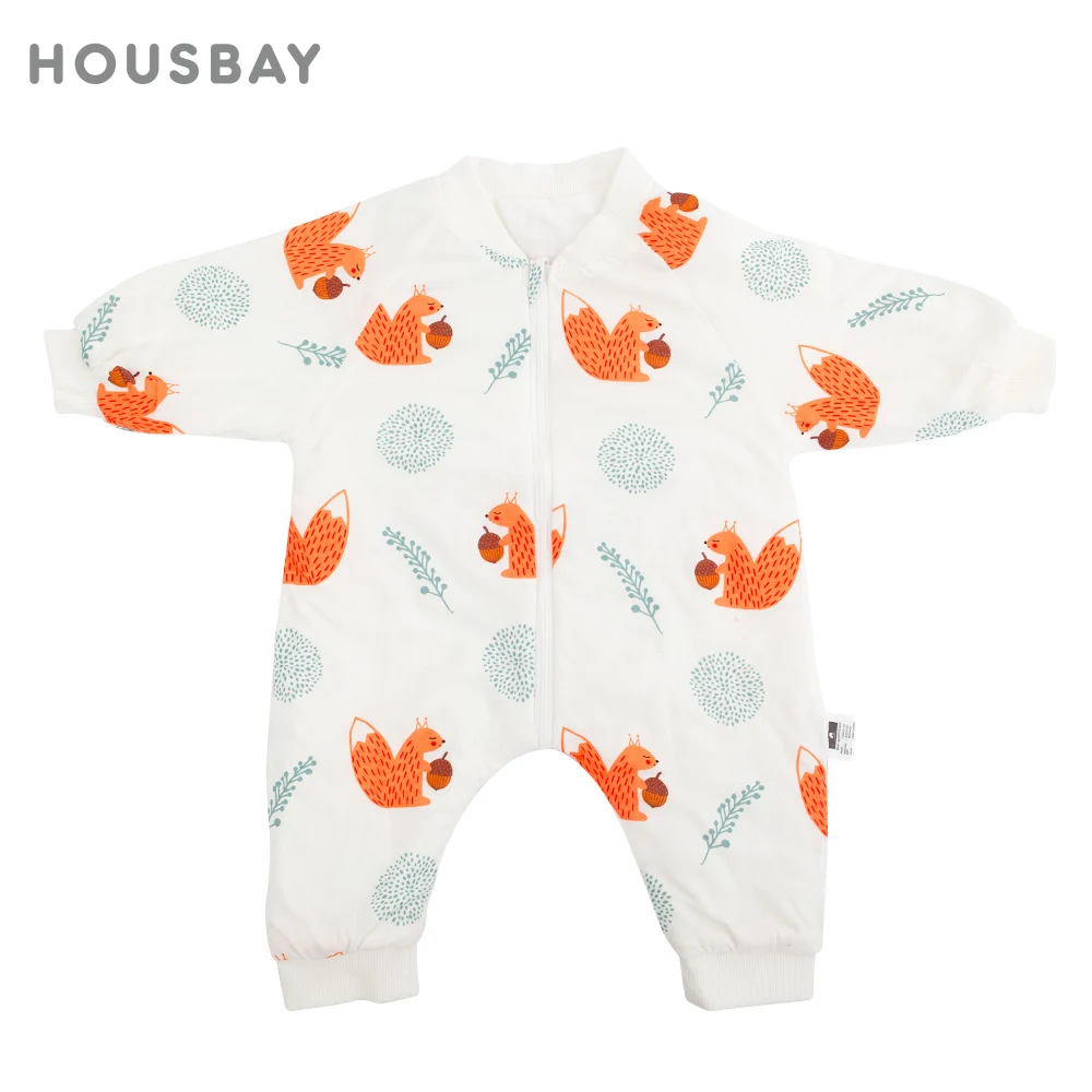 Baby Schlafsack Cartoon Eichhörnchen Gedruckt Schlafsack Weiche Baumwolle Frühling Dünne Schlafsack Kinder Homewear 1,5 Tog Image