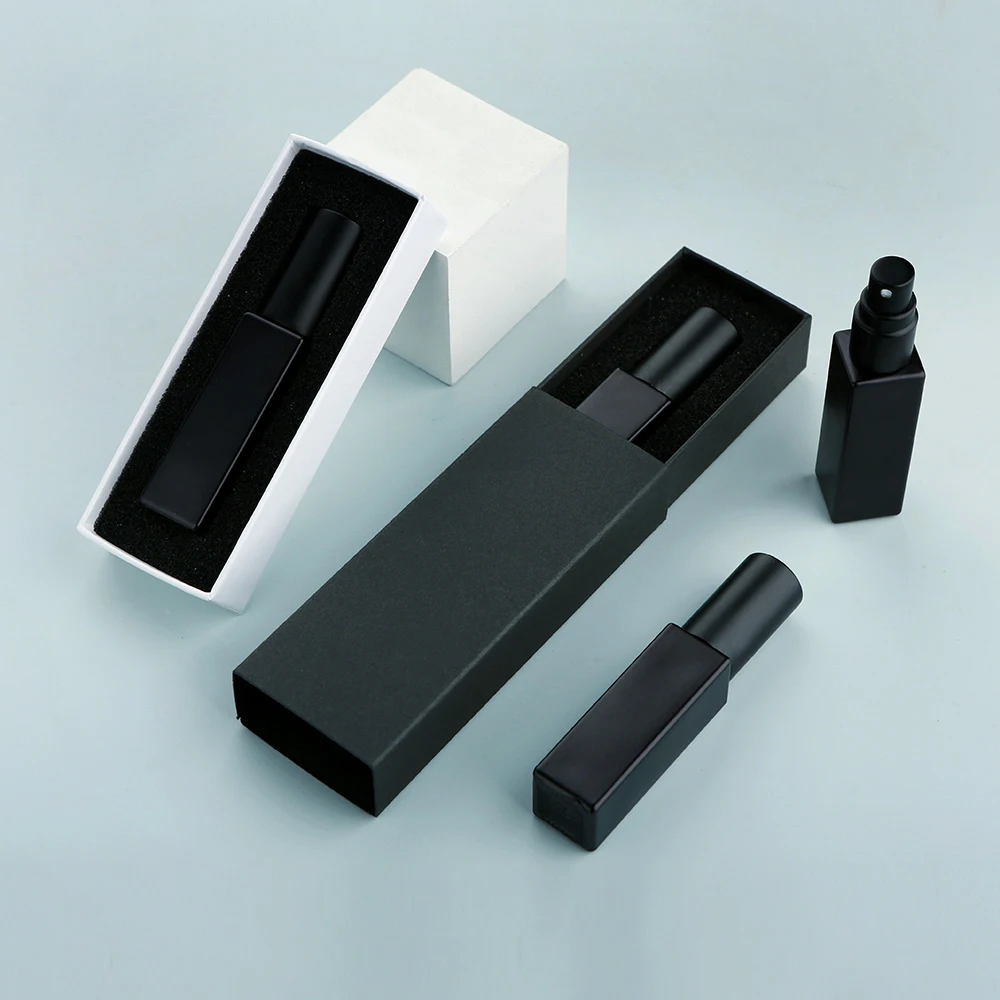 10 Stück 10 ml galvanisierte Sq Blk dickes Glasparfümsprays, feiner Nebel, bruchsicher und langlebig, mit eleganten Boxen Image