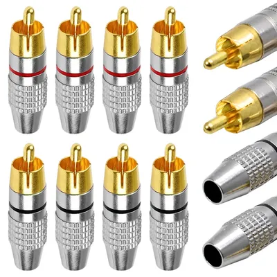 4/8/16PCS RCA Male Connector Non Solder High Quantity Adapter Plug for Audio Cable Plug Video CCTV Camera Solder-Free