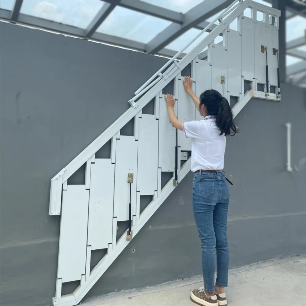 Scaletta pieghevole Scale Fuoco esterno personalizzato Piccolo loft duplex per interni ed esterni Secondo piano Villa Loft Casa Piccolo appartamento