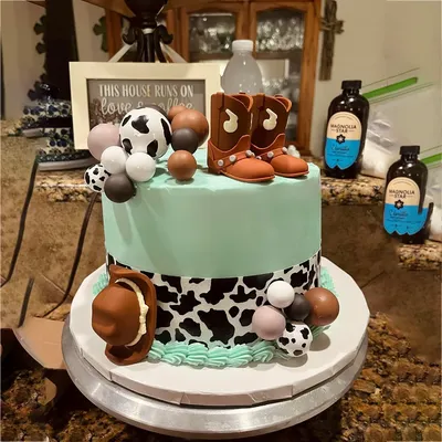 17Pcs/1pc Cowboy Cake Topper Cowboy Hat and Boot Balls Cake Decorations Western Cowboy Birthday Baby Shower Party Decorations
