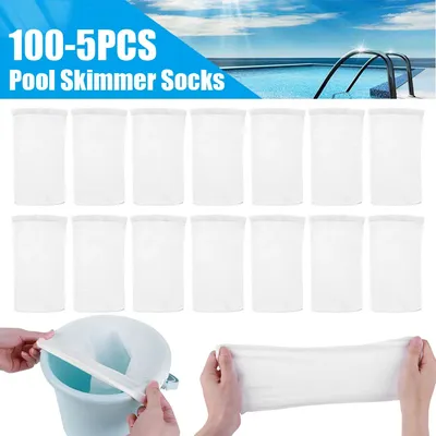 100-5Pcs Pool Skimmer Socken Filter Lagerung Wiederverwendbare Nylon Schwimmbad Filter Socken Für Korb Skimmer Pool Reinigung filter