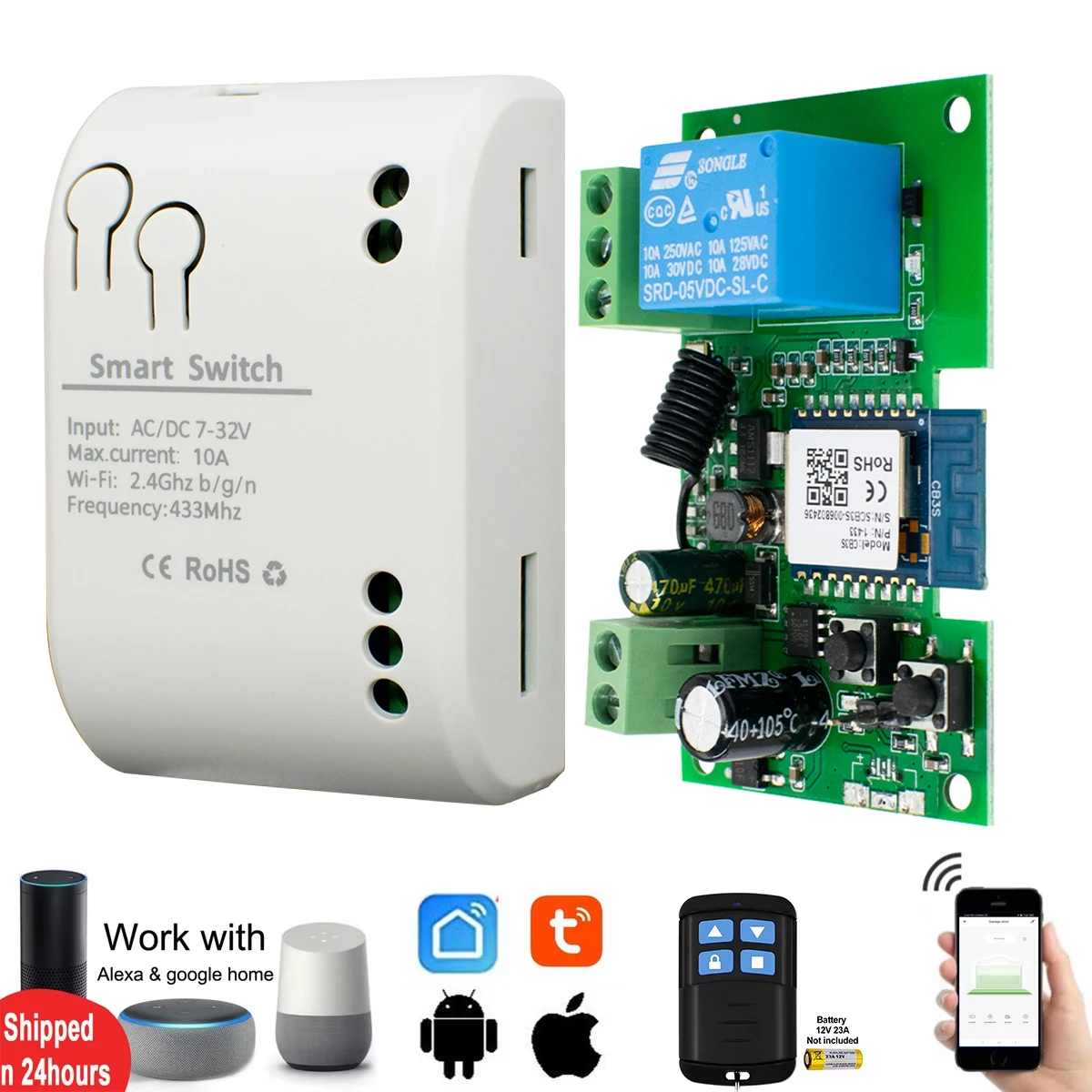 WiFi Smart Garage Türöffner Schalter Schiebetor Controller Arbeit Mit Alexa Echo Google Home SmartLife Tuya APP Fernbedienung Image