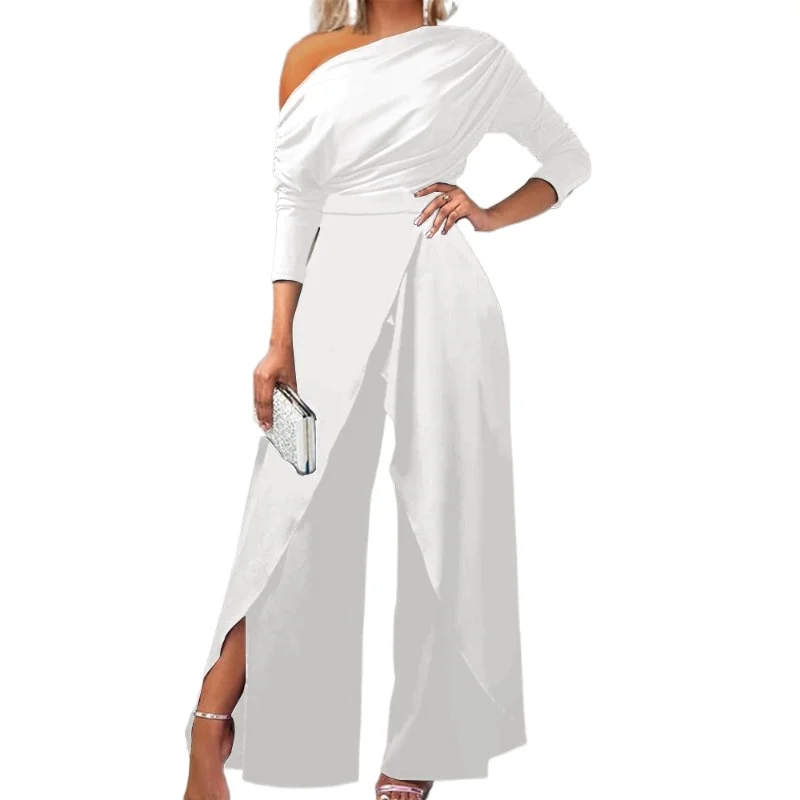 Neuer Spot Amazon One Shoulder Formal Elegant Party Jumpsuit Hochwertige und hochwertige Damenbekleidungsoveralls