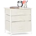 Mobiletto con 3 cassetti, mobiletto in tessuto, acciaio e legno MDF, Hxwxd: 53 X 48 X 40 cm, Beige