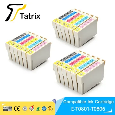 Tatrix T0801 T0802 T0803 T0804 T0805 T0806 Color Compatible Printer Ink Cartridge for Epson Stylus Photo R265 RX610