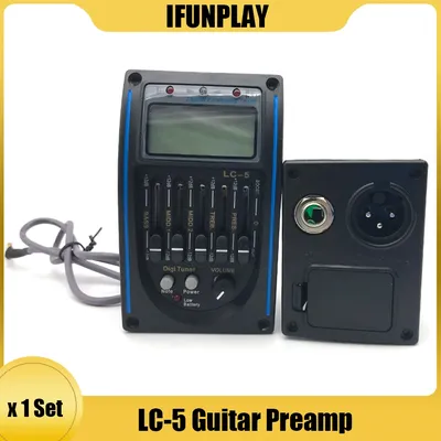 LC-5 Akustische klassische Gitarre Pickup Gitarre EQ Preamp mit Tuner Piezo 6String EQ Pickup für Folk Gitarre