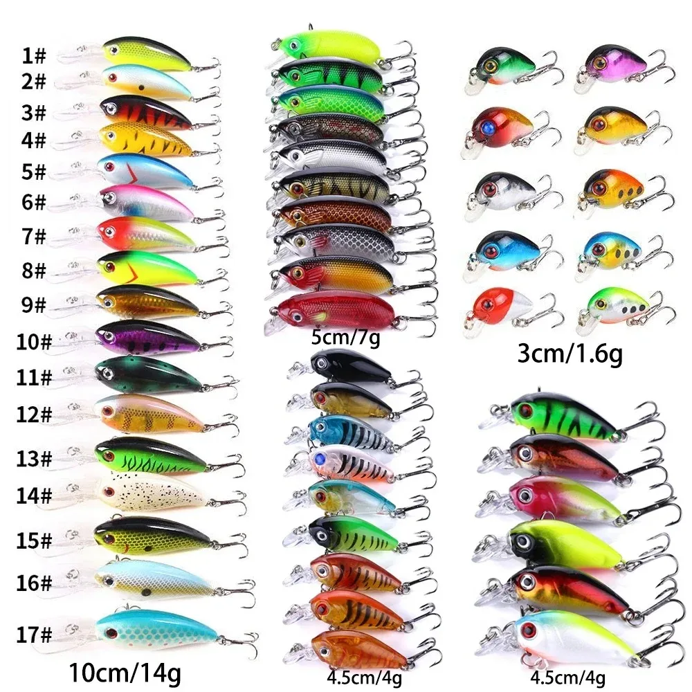 Wobbler-Set, gemischte Farben, Angelköder, Elritze, optionaler Wobbler, Kurbelköder, Jerkbait, Bass, Swimbait, Drillinge, Schwimmen, hartes Gerät Image